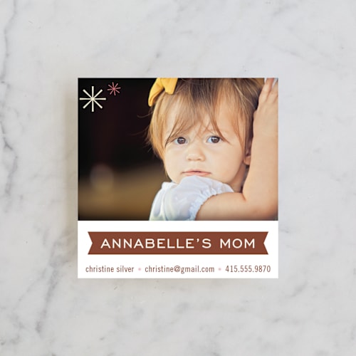 This is a choclate business cards by June Letters Studio called pretty playdate printing on signature in standard