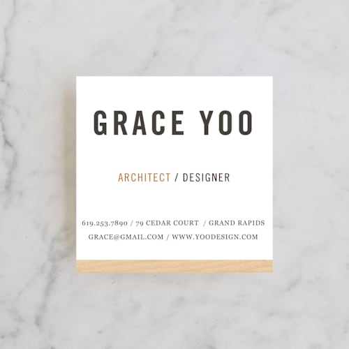 This is a birch business cards by June Letters Studio called the woods printing on signature in standard