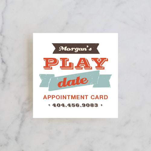 This is a blood orange business cards by chica design called let's play appointment card printing on signature in standard