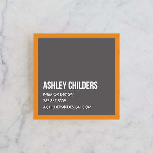 This is a sunset business cards by Melanie Locher called citrus chevrons printing on signature in standard