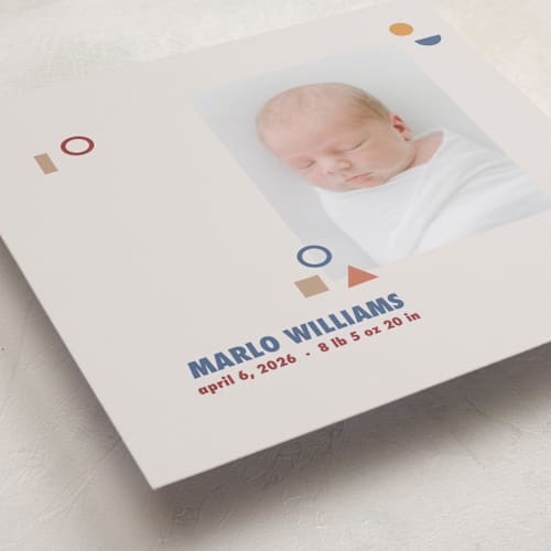 This is a earthy birth announcements with standard by Tamara Hilje called geometric printing on recycled smooth signature in standard