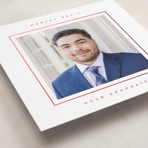 This is a cardinal graduation announcements with foil pressed by Lucrecia Caporale called minimal border printing on recycled smooth signature in standard