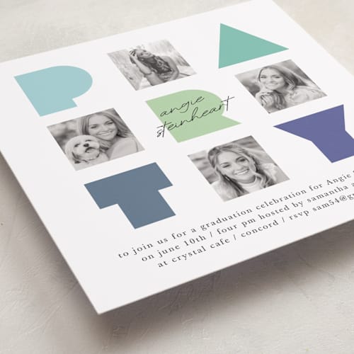 This is a mint graduation invitations with standard by Lori Wemple called graduate party printing on recycled smooth signature in standard