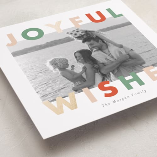 This is a candy cane foil pressed holiday cards with foil pressed by Angela Thompson called joyful  bright printing on recycled smooth signature in standard