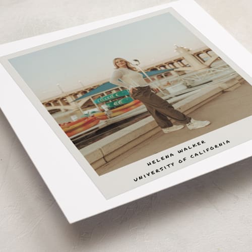 This is a vintage graduation announcements with standard by Maja Cunningham called snapshot moment printing on recycled smooth signature in standard