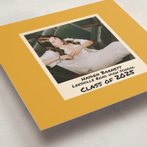 This is a golden graduation announcements with standard by Cleghorn Creative called photo snap + penned names printing on recycled smooth signature in standard
