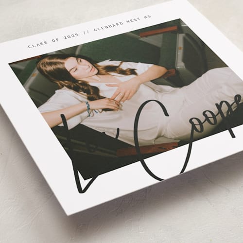This is a sugar graduation announcements with standard by Erin German called signature snapshot printing on recycled smooth signature in standard