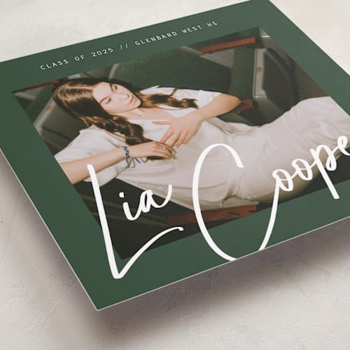 This is a hunter graduation announcements with standard by Erin German called signature snapshot printing on recycled smooth signature in standard