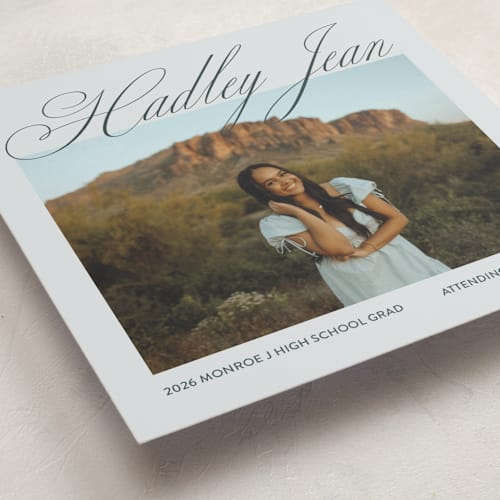 This is a ocean graduation announcements with standard by Hannah Fox called framed name printing on recycled smooth signature in standard