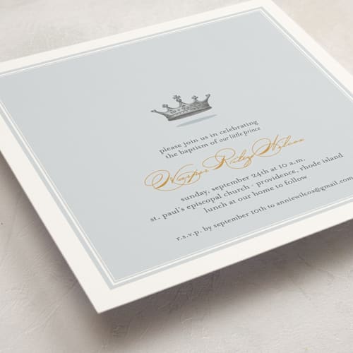 This is a argonaut baptism and christening announcements with standard by Katie Beth Owens called our little prince printing on signature in standard