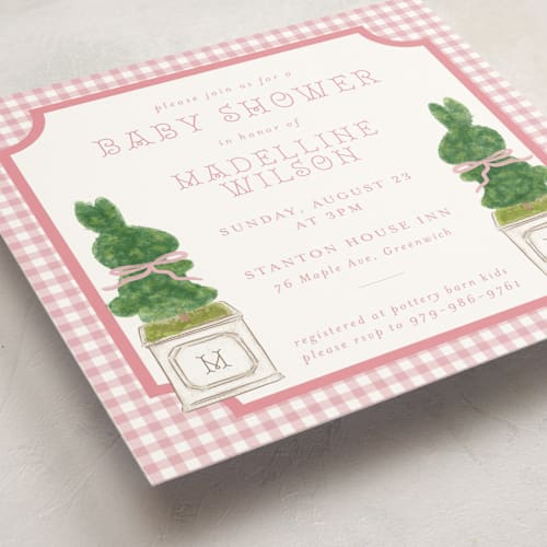 This is a petal baby shower invitations with standard by Jenna Holcomb called topiary printing on signature in standard