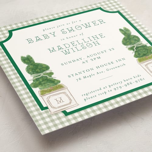 This is a ivy baby shower invitations with standard by Jenna Holcomb called topiary printing on signature in standard