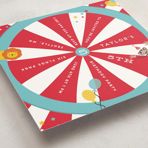 This is a tomato kids birthday invitations with standard by Anupama called circus party printing on signature in standard