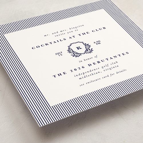 This is a academy debutante party invitations with standard by Charter Oaks Creative called classic crest printing on signature in standard
