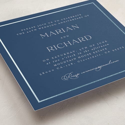 This is a deep sea holiday party invitations with foil pressed by Lucrecia Caporale called timeless charm printing on signature in standard