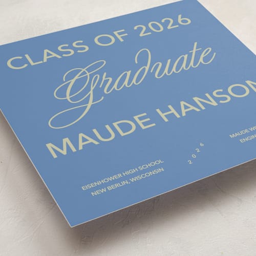 This is a denim graduation announcements with standard by Inkblot Design called new style printing on signature in standard