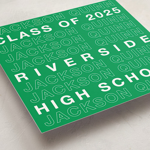This is a mustang graduation announcements with standard by Cleghorn Creative called be there or be square printing on signature in standard
