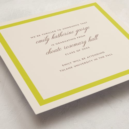 This is a citrus graduation announcements with standard by Megan Davis called montauk printing on signature in standard