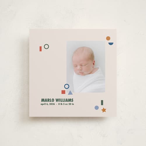 This is a forest birth announcements with standard by Tamara Hilje called geometric printing on smooth signature in standard