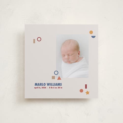 This is a earthy birth announcements with standard by Tamara Hilje called geometric printing on recycled smooth signature in standard