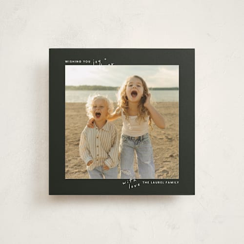 This is a coal photo christmas cards with standard by taylorVdesign called joyful square printing on recycled smooth signature in standard