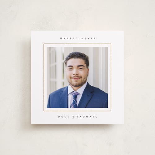 This is a starlight graduation announcements with foil pressed by Lucrecia Caporale called minimal border printing on recycled smooth signature in standard