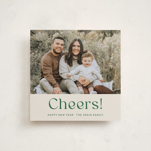 This is a evergreen new year photo cards with standard by Megan Davis called evermore printing on recycled smooth signature in standard