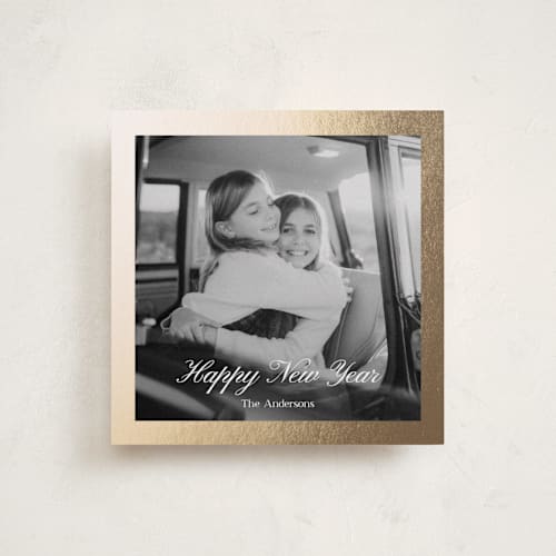 This is a starlight foil pressed holiday cards with foil pressed by Cass Loh called luxe frame printing on recycled smooth signature in square