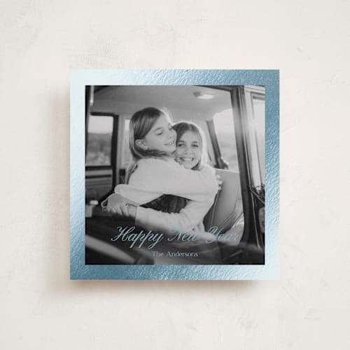 This is a bluejay foil pressed holiday cards with foil pressed by Cass Loh called luxe frame printing on recycled smooth signature in square