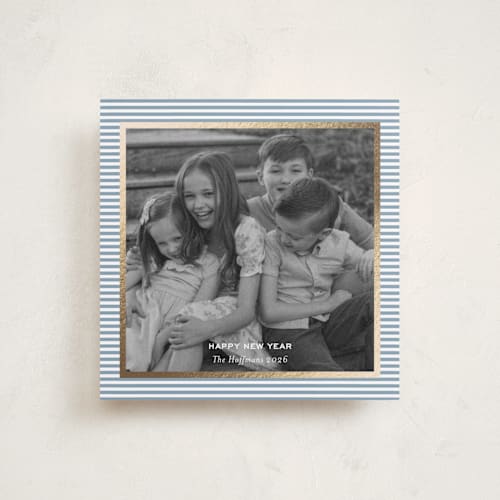 This is a pool foil pressed holiday cards with foil pressed by Annie Shapiro called spirit printing on recycled smooth signature in square