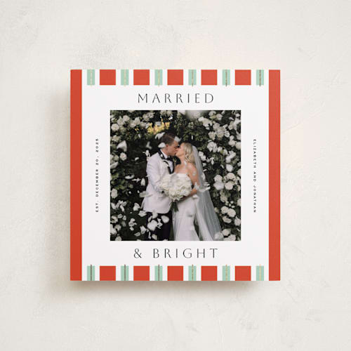 This is a peppermint foil pressed holiday cards with foil pressed by Yuliya Evseeva called holiday rhythm printing on recycled smooth signature in square