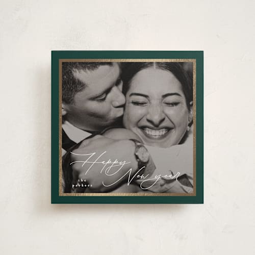 This is a forest foil pressed holiday cards with foil pressed by Tamara Hilje called holiday soneto printing on recycled smooth signature in square