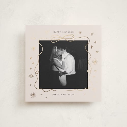 This is a clay foil pressed holiday cards with foil pressed by Kartika Paramita called popz border printing on recycled smooth signature in square