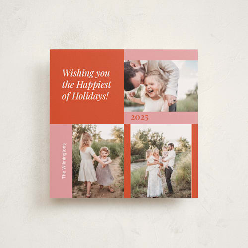 This is a peppermint holiday photo cards with standard by Anja Jankowsky called happiest of holidays wishes printing on recycled smooth signature in standard