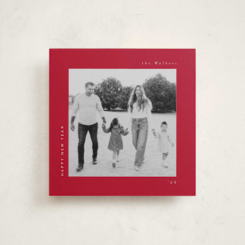 This is a cherry holiday photo cards with standard by Lucrecia Caporale called merry & minimal style printing on recycled smooth signature in square