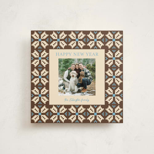 This is a gingerbread holiday photo cards with standard by Alisa Galitsyna called woven joy printing on recycled smooth signature in square