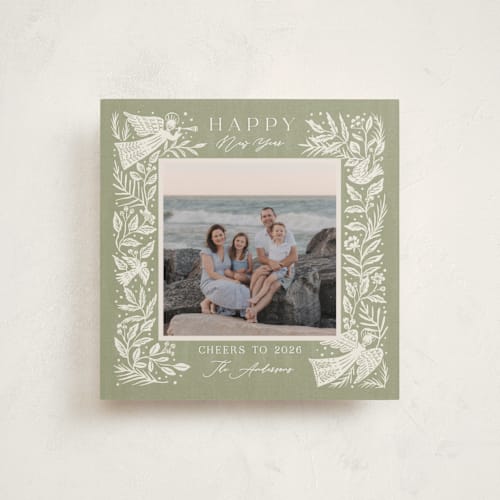 This is a olive holiday photo cards with standard by Elly called angels printing on recycled smooth signature in square