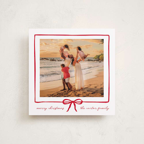 This is a rouge holiday photo cards with standard by Jennifer Lew called lil bow printing on recycled smooth signature in square