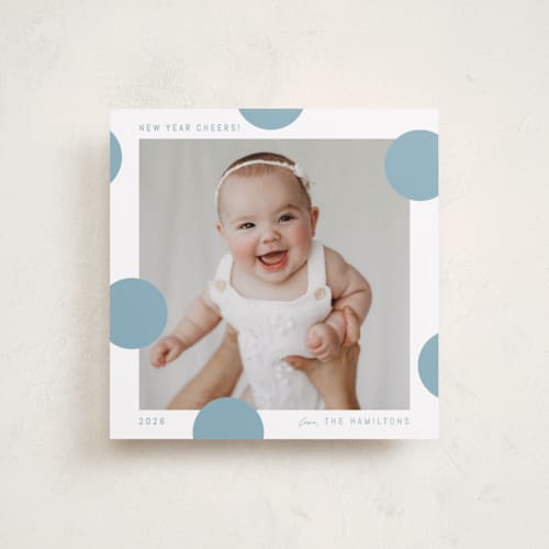 This is a blue jay holiday photo cards with standard by Blustery August called pompom printing on recycled smooth signature in square