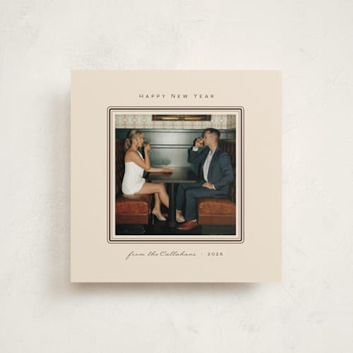 This is a camel holiday photo cards with standard by Studio Suku called vintage photo printing on recycled smooth signature in square