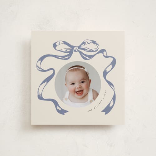 This is a wintermint holiday photo cards with standard by Teju Reval called big vintage bow printing on recycled smooth signature in square