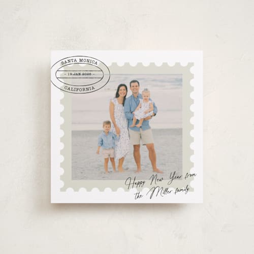 This is a clouds holiday photo cards with standard by Jennifer Lew called postmark printing on recycled smooth signature in square