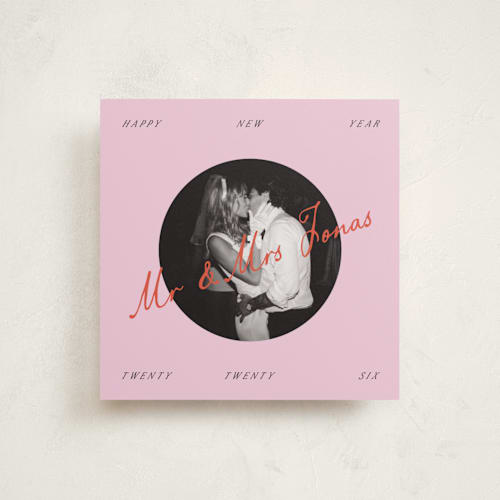 This is a strawberry holiday photo cards with standard by Claudia Orengo called our song printing on recycled smooth signature in square