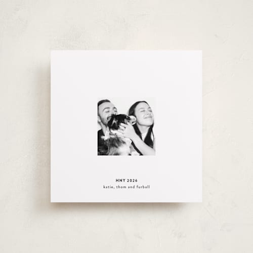 This is a snow holiday photo cards with standard by Gwen Bedat called blank slate printing on recycled smooth signature in square