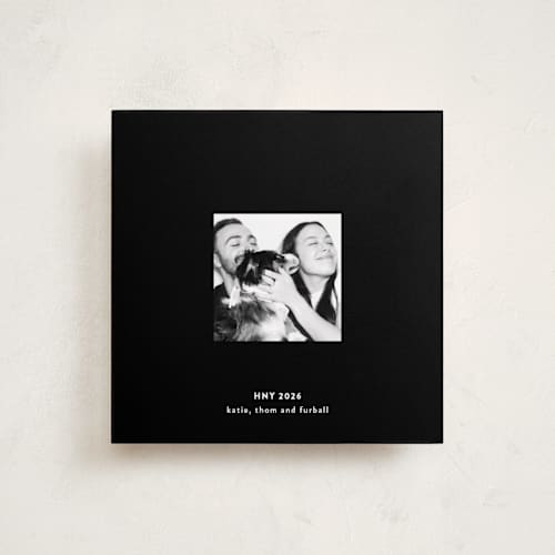 This is a midnight holiday photo cards with standard by Gwen Bedat called blank slate printing on recycled smooth signature in square