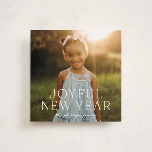 This is a snow holiday photo cards with standard by Kate Ross called joyfully printing on recycled smooth signature in square