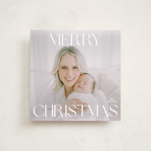 This is a snowflake holiday photo cards with standard by Angela Thompson called merry squary printing on recycled smooth signature in standard