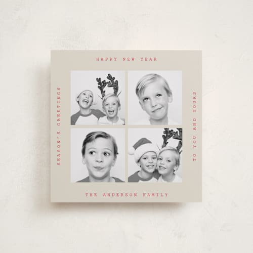 This is a cookie holiday photo cards with standard by Cass Loh called typewriter collage printing on recycled smooth signature in standard
