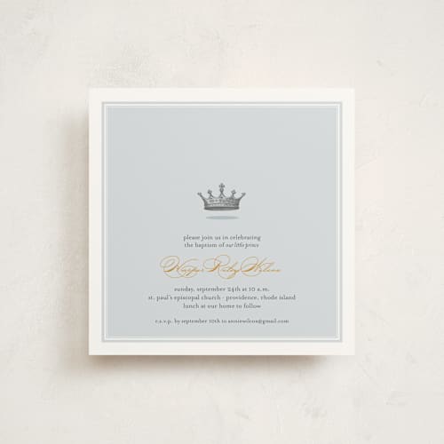 This is a argonaut baptism and christening announcements with standard by Katie Beth Owens called our little prince printing on signature in standard