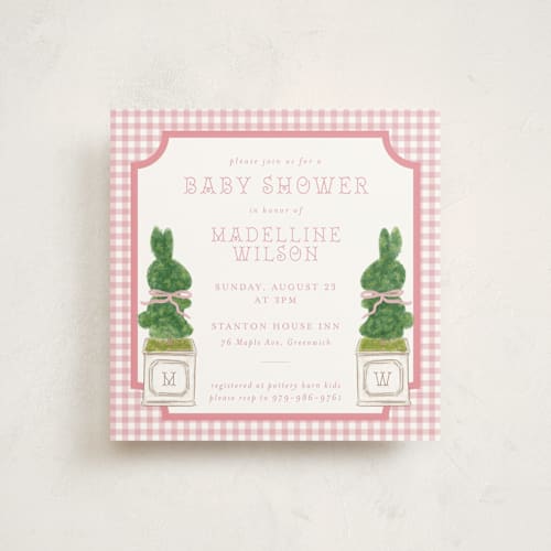 This is a petal baby shower invitations with standard by Jenna Holcomb called topiary printing on signature in standard